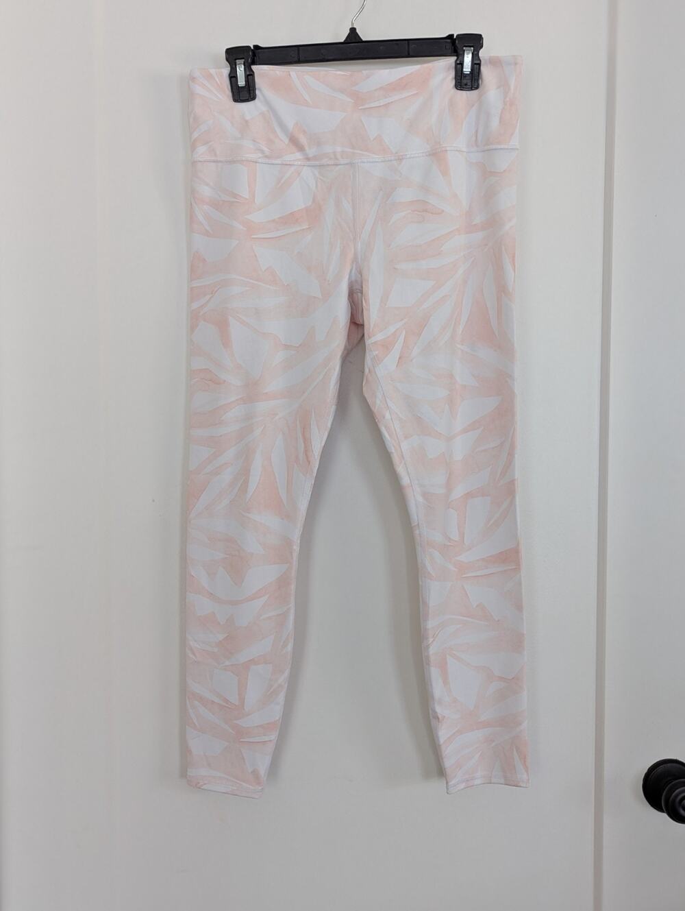 ATHLETA 293153 HIGH RISE CHATURANGA 7/8 LEGGINGS PINK WHITE WOMEN'S SIZE LARGE